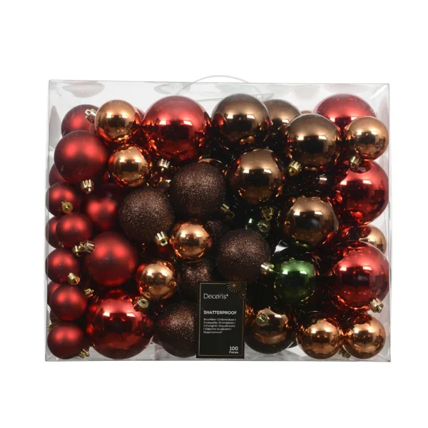 Kerstballen, set Klassiek rood
