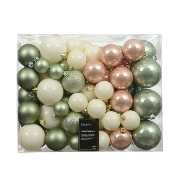 Kerstballen, set Pastel