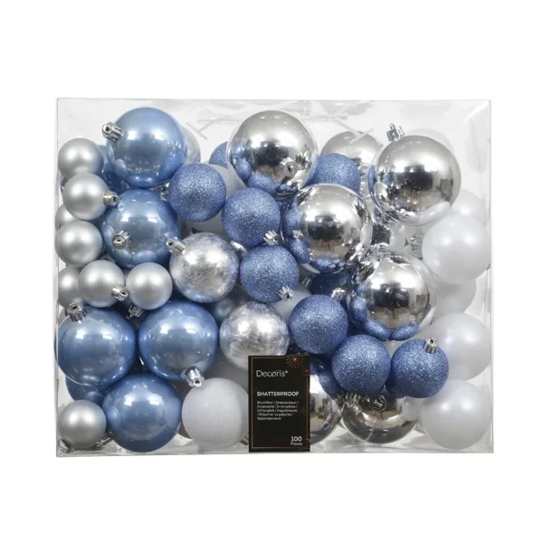Kerstballen, set Winterblauw